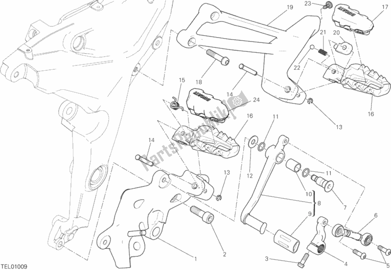 Todas las partes para Reposapiés, Izquierda de Ducati Multistrada 950 2017