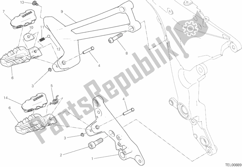 Todas las partes para Reposapiés, Derecha de Ducati Multistrada 950 2017