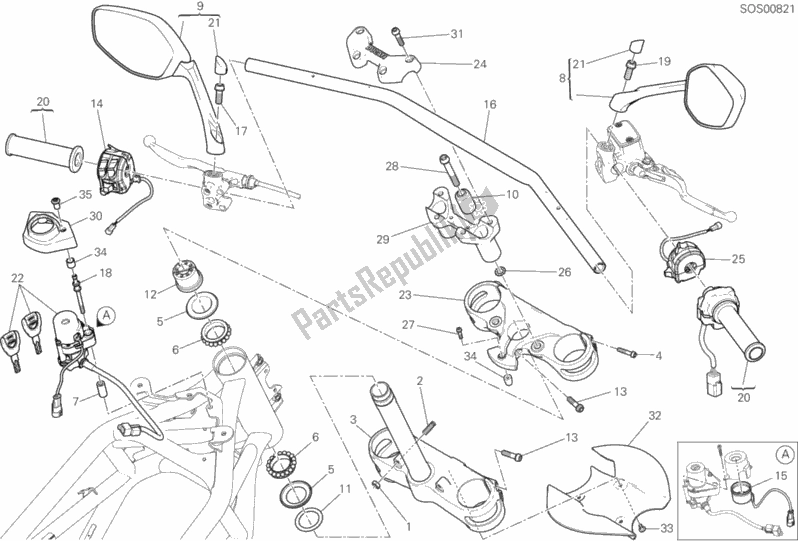 Todas as partes de Guidão do Ducati Multistrada 950 2017