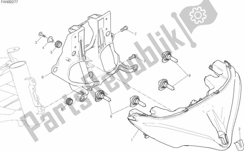 Alle onderdelen voor de Koplamp van de Ducati Multistrada 950 2017