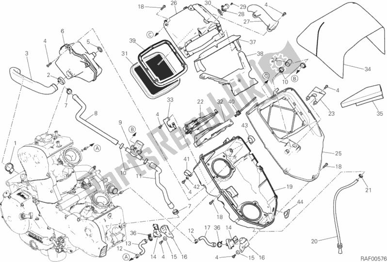 Alle onderdelen voor de Inname van de Ducati Multistrada 950 2017