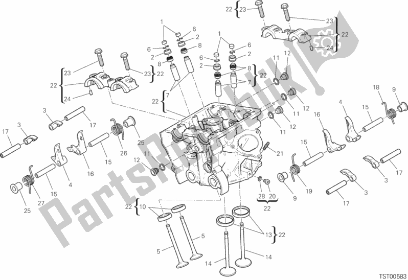 Todas as partes de Cabeça De Cilindro Vertical do Ducati Multistrada 950 2017