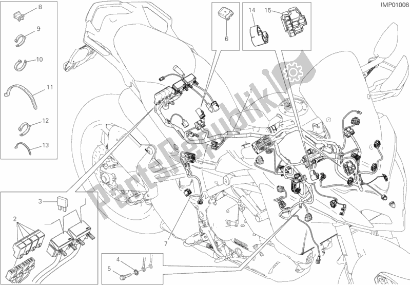 Alle onderdelen voor de Kabelboom van de Ducati Multistrada 950 2017