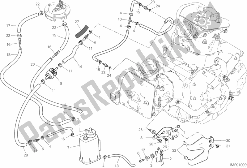 All parts for the Canister Filter of the Ducati Multistrada 950 2018