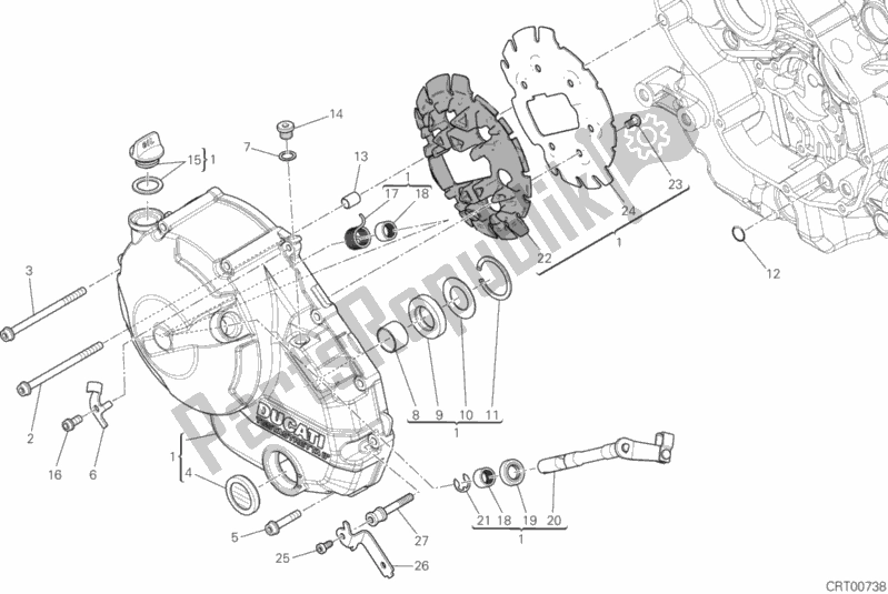 Alle onderdelen voor de Koppelingsdeksel van de Ducati Multistrada 950 2018