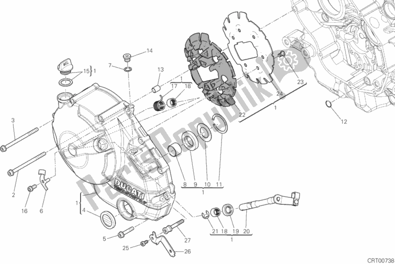 Tutte le parti per il Coperchio Frizione del Ducati Multistrada 950 2018