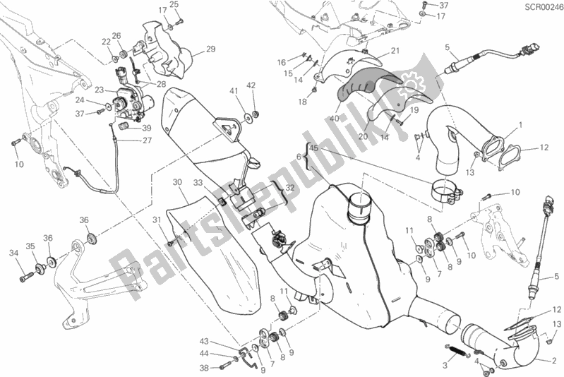 Todas las partes para Sistema De Escape de Ducati Multistrada 950 2018