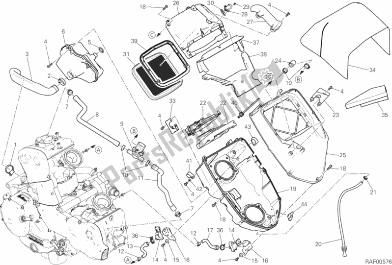 Alle onderdelen voor de Inname van de Ducati Multistrada 950 2018