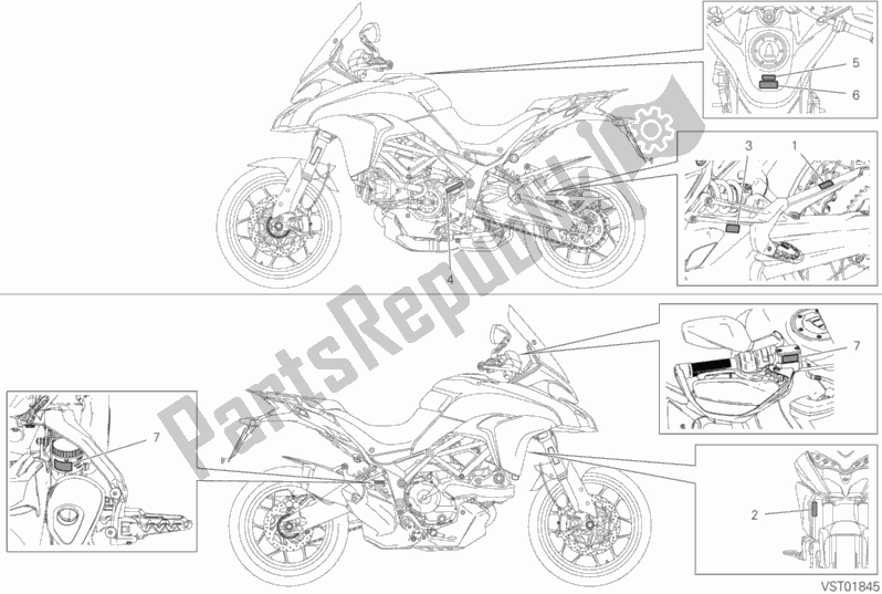 Tutte le parti per il Etichetta, Avvertenza del Ducati Multistrada 950 2018
