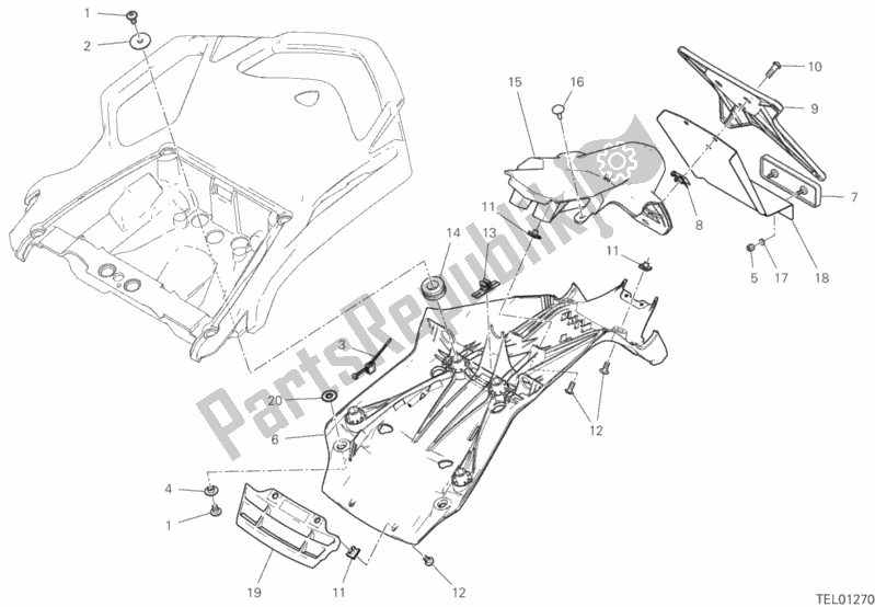 Tutte le parti per il 27a - Portatarga del Ducati Multistrada 950 2019