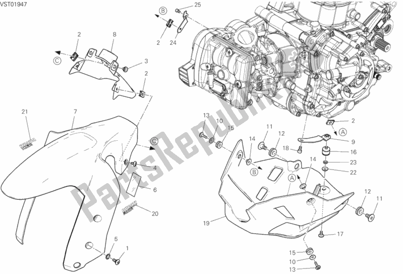 Alle onderdelen voor de 34b - Kuip van de Ducati Multistrada 950 2019
