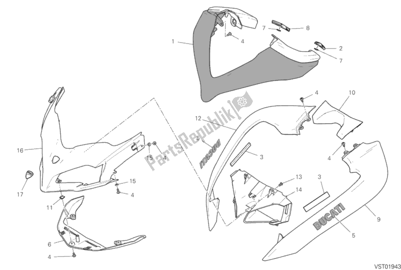 Todas las partes para Cubierta de Ducati Multistrada 950 2019