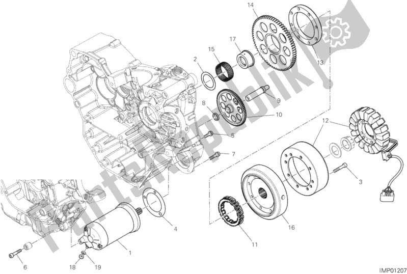 Alle onderdelen voor de Elektrisch Starten En Ontsteken van de Ducati Multistrada 950 2019
