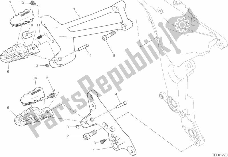 Alle onderdelen voor de Voetsteunen, Juist van de Ducati Multistrada 950 2019