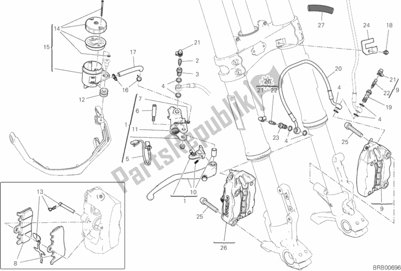 All parts for the Front Brake System of the Ducati Multistrada 950 2019