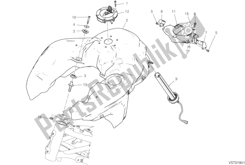 Alle onderdelen voor de Benzinetank van de Ducati Multistrada 950 2019