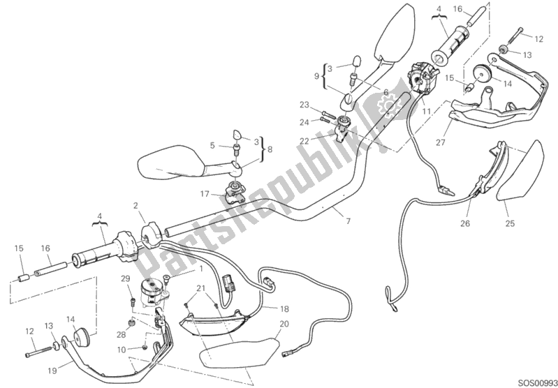 Tutte le parti per il Manubrio del Ducati Multistrada 950 2019