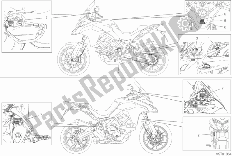 Alle onderdelen voor de Label, Waarschuwing van de Ducati Multistrada 950 2019