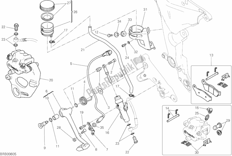 Alle onderdelen voor de Remsysteem Achter van de Ducati Multistrada 950 2019