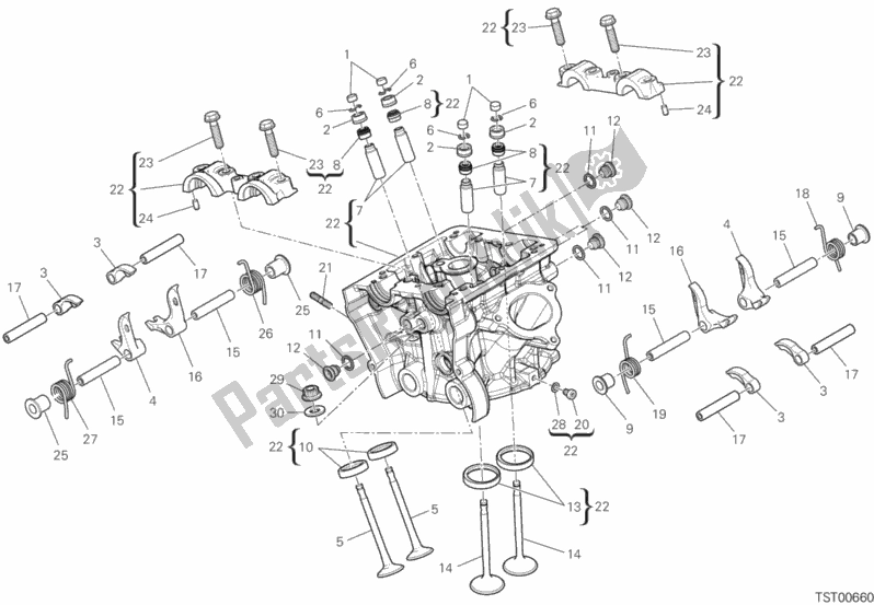 Alle onderdelen voor de Verticale Cilinderkop van de Ducati Multistrada 950 2019