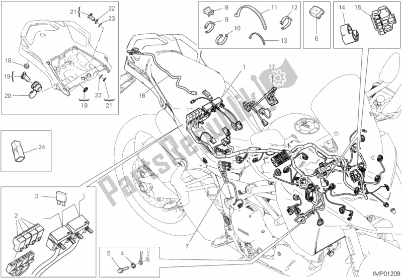 Alle onderdelen voor de Kabelboom van de Ducati Multistrada 950 2019