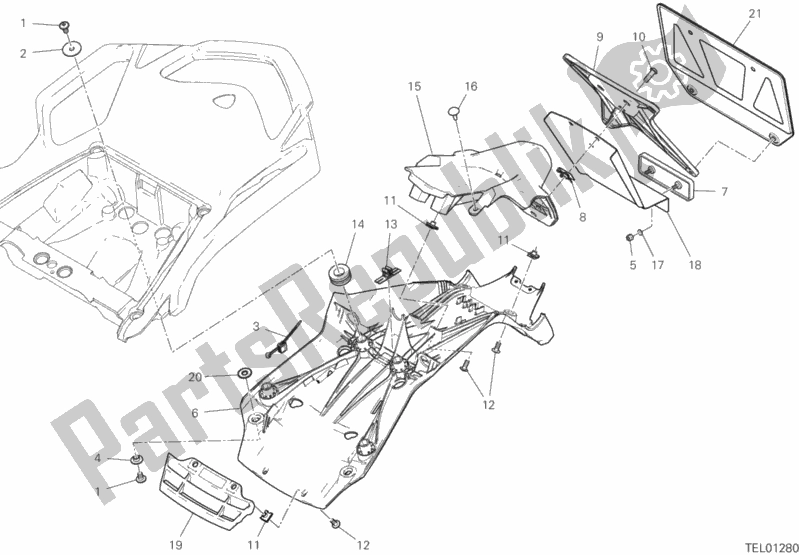 Todas las partes para 27a - Soporte De Placa de Ducati Multistrada 950 2020