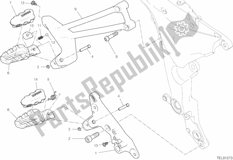 Todas las partes para Reposapiés, Derecha de Ducati Multistrada 950 2020