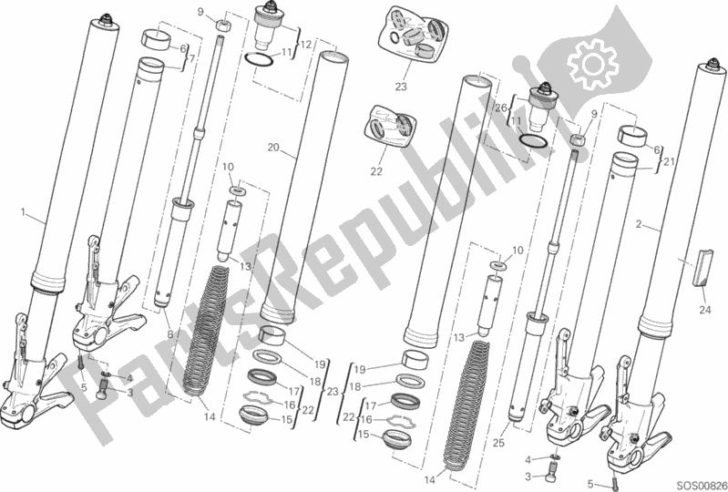 Tutte le parti per il Forcella Anteriore del Ducati Multistrada 950 2020