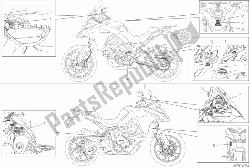 Todas las partes para Etiqueta, Advertencia de Ducati Multistrada 950 2020