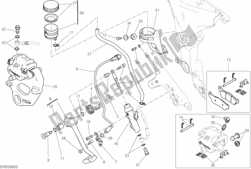 Alle onderdelen voor de Remsysteem Achter van de Ducati Multistrada 950 2020