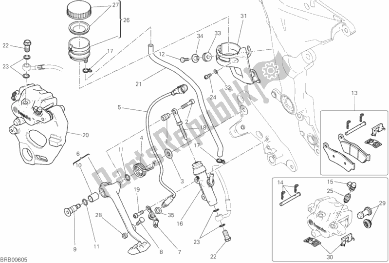 Tutte le parti per il Impianto Frenante Posteriore del Ducati Multistrada 950 2020