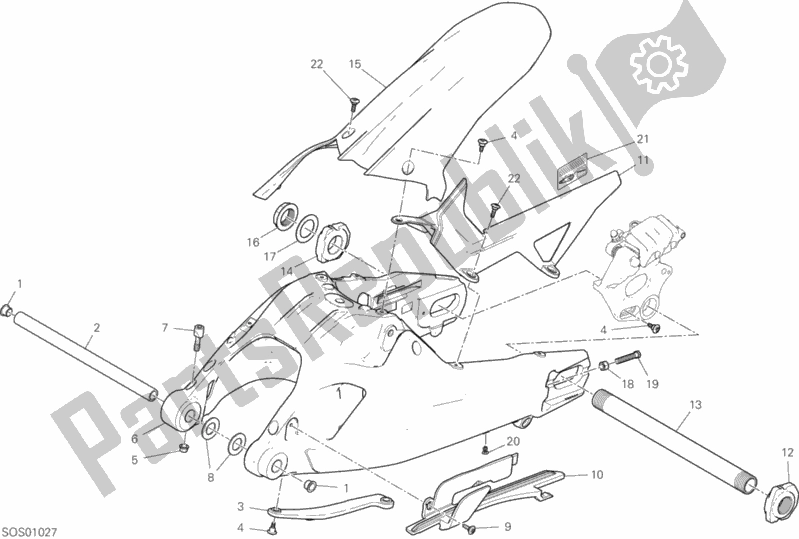 Alle onderdelen voor de Zwenkarm van de Ducati Multistrada 950 2020