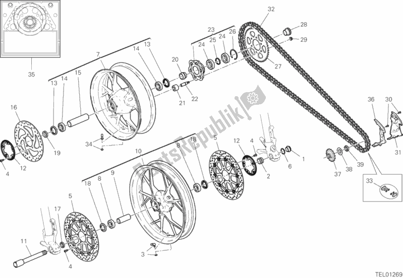 Tutte le parti per il Ruote del Ducati Multistrada 950 2020