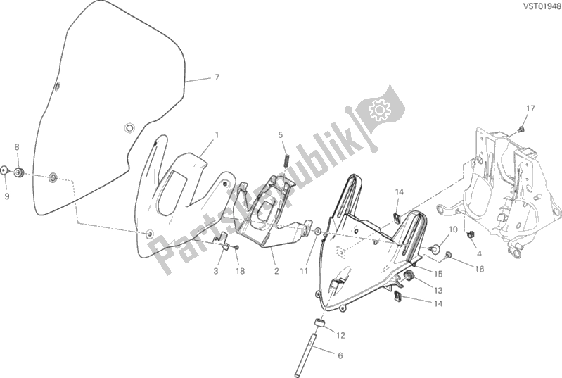 Tutte le parti per il Parabrezza del Ducati Multistrada 950 2020