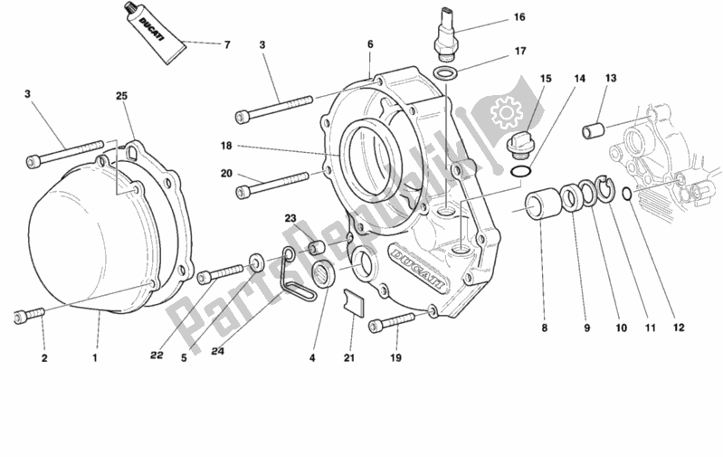 Alle onderdelen voor de Koppelingsdeksel van de Ducati Superbike 996 1999