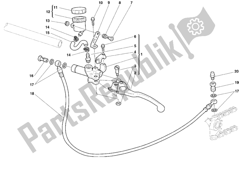 Alle onderdelen voor de Koppeling Hoofdremcilinder van de Ducati Superbike 996 1999