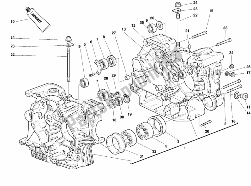 Alle onderdelen voor de Carter van de Ducati Superbike 996 1999