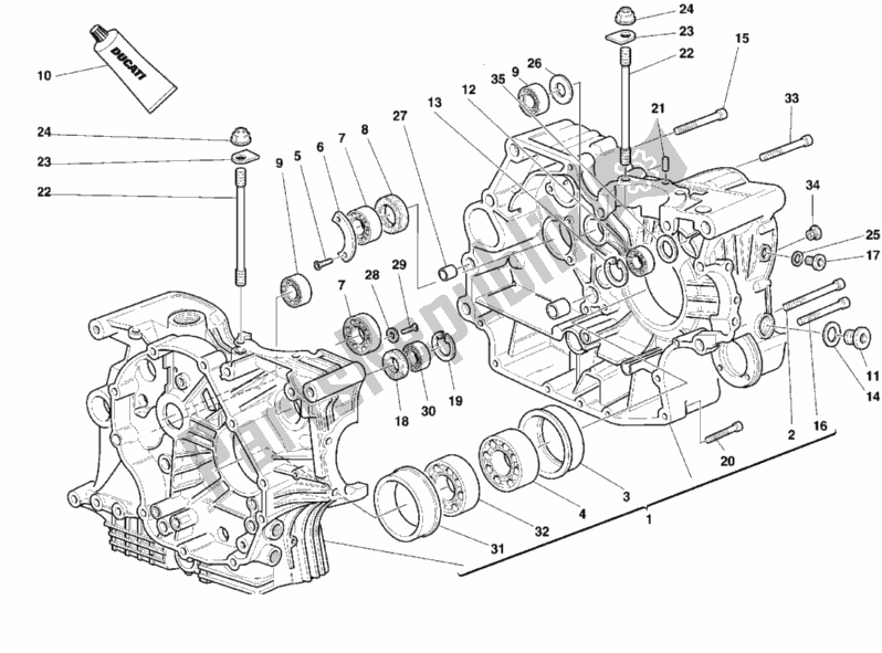 All parts for the Crankcase of the Ducati Superbike 996 1999