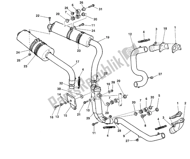 Todas as partes de Sistema De Exaustão do Ducati Superbike 996 1999