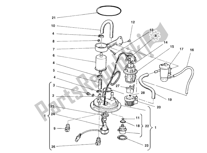 Tutte le parti per il Pompa Di Benzina del Ducati Superbike 996 1999