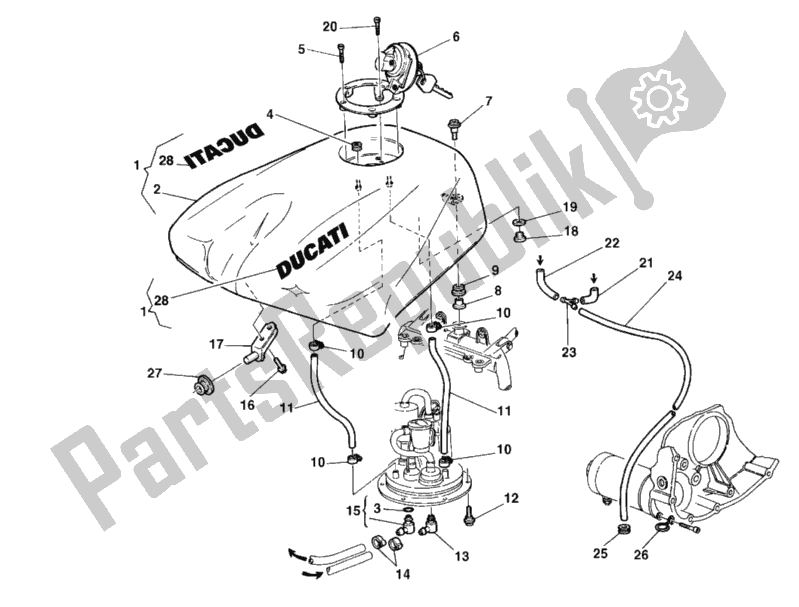 Alle onderdelen voor de Benzinetank van de Ducati Superbike 996 1999