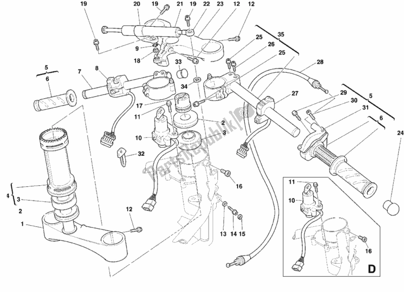 Alle onderdelen voor de Stuur van de Ducati Superbike 996 1999