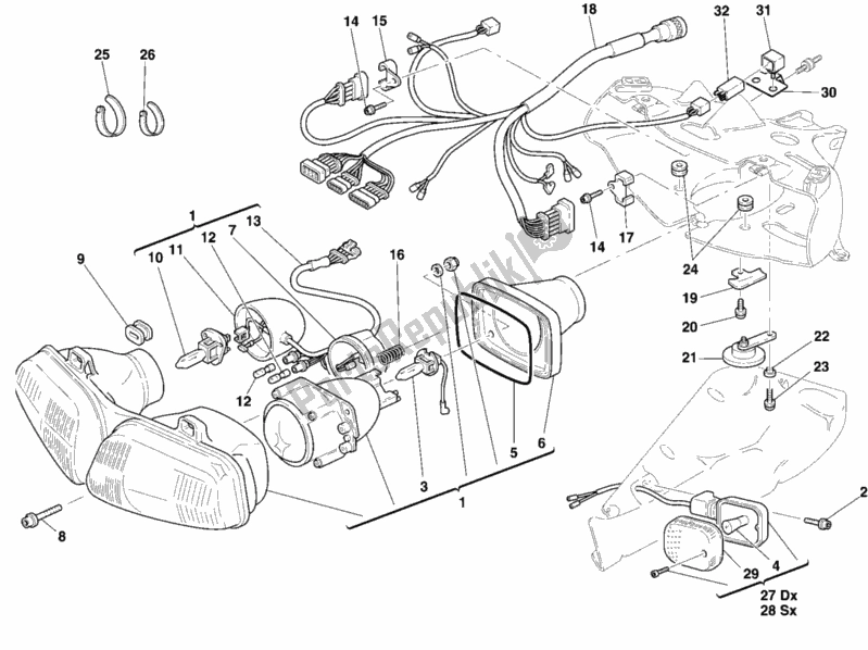 Alle onderdelen voor de Koplamp van de Ducati Superbike 996 1999