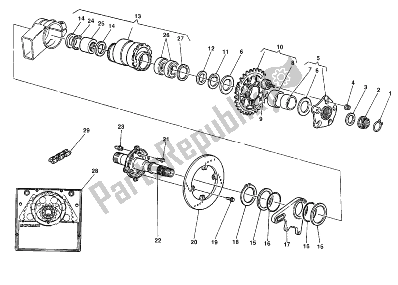 Todas las partes para Buje, Rueda Trasera de Ducati Superbike 996 1999