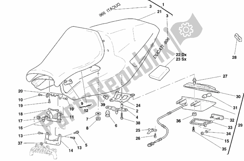 Alle onderdelen voor de Stoel Monoposto van de Ducati Superbike 996 1999