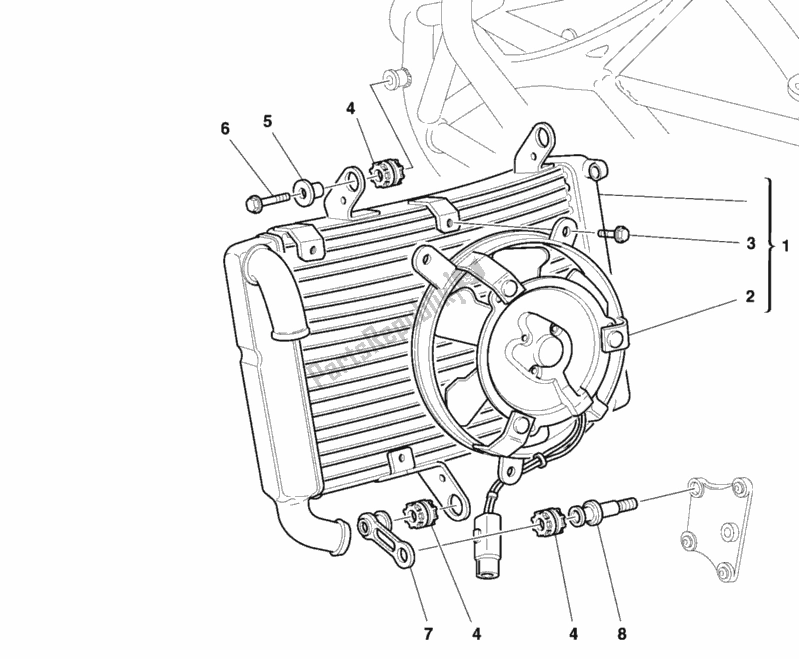 Alle onderdelen voor de Waterkoeler van de Ducati Superbike 996 1999