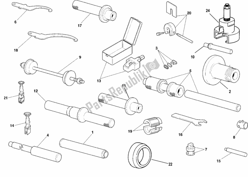 Todas las partes para Taller De Herramientas De Servicio, Marco de Ducati Superbike 996 1999