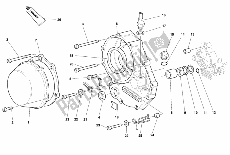 Alle onderdelen voor de Koppelingsdeksel van de Ducati Superbike 996 2000