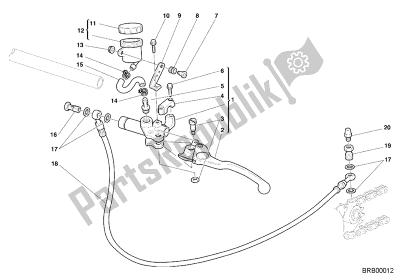 Alle onderdelen voor de Koppeling Hoofdremcilinder van de Ducati Superbike 996 2000