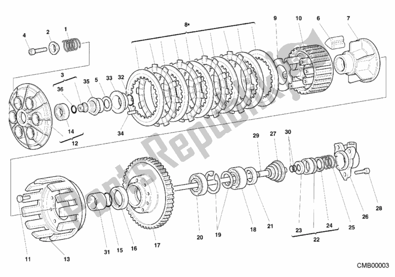 Alle onderdelen voor de Koppeling van de Ducati Superbike 996 2000